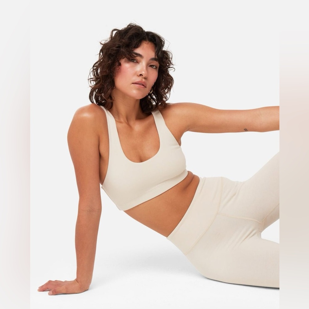 MATE THE LABEL ORGANIC STRETCH SPORTS BRA BONE XS S
